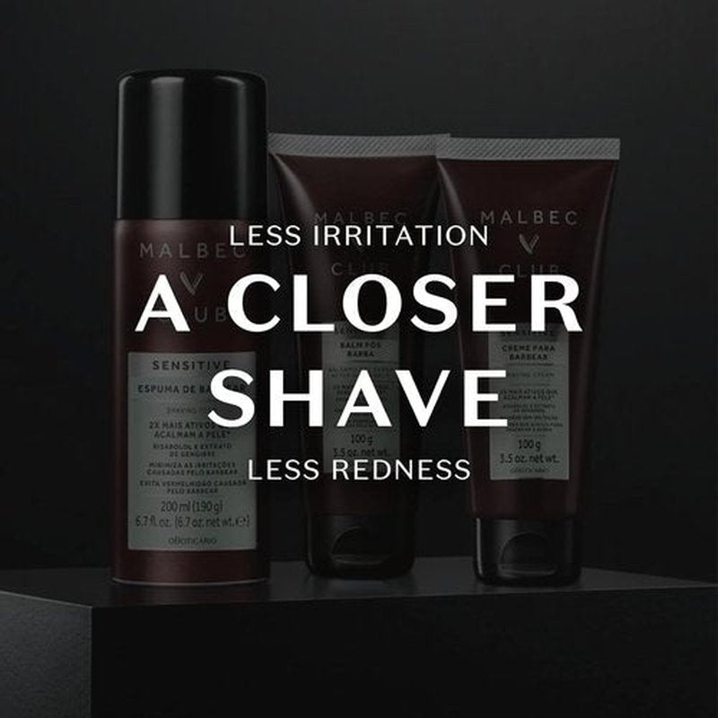 Malbec Club Sensitive Shaving Cream - Premium Non-Foaming Formula for Hydrated Skin | 3.5 Ounce