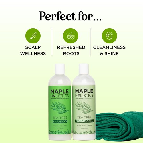 Regine Switzerland Tea Tree Shampoo & Conditioner Set - Sulfate-Free Oily Hair Care with Australian Tea Tree Oil - 8 Fl Oz