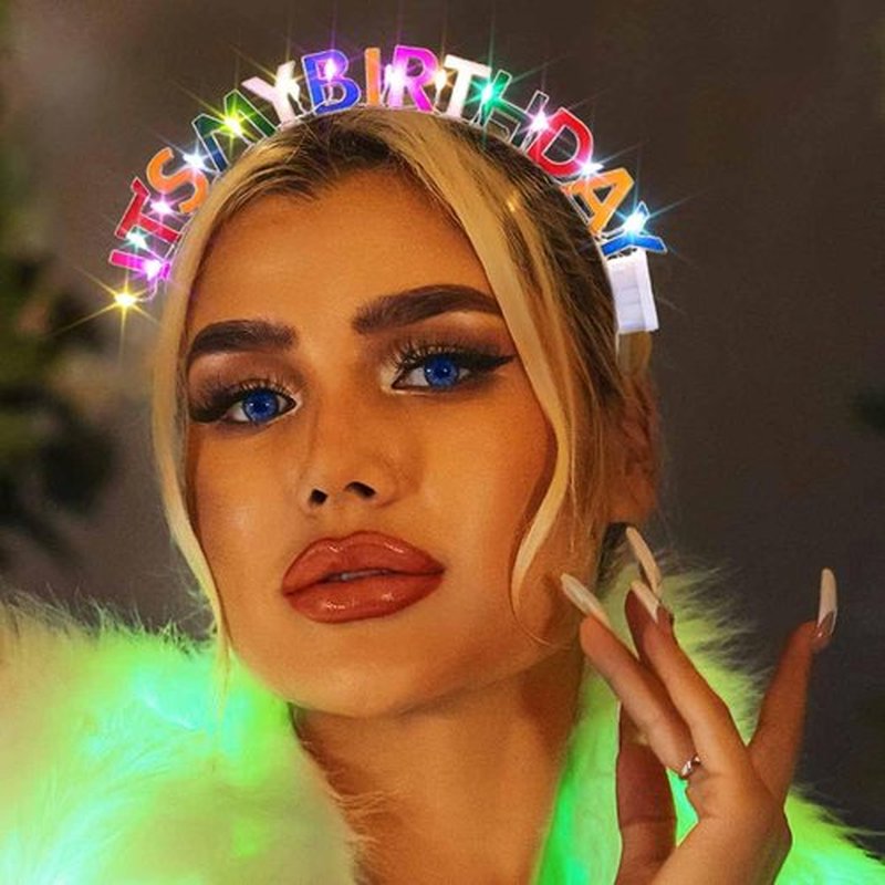 DRESBE Light Up Birthday Headband LED Its My Birthday Headbands Glow Party Hair Accessories for Women (Colorful)