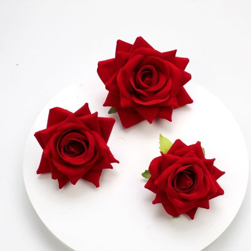 Ahoney Red Rose Hair Clips Set - 6 Pieces Floral Alligator Clips in 3 Sizes for Women, Girls, Mother's Day, Halloween, Prom, and Hair Decor (Red)