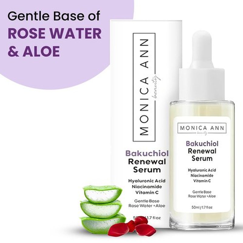 Monica Ann Beauty Bakuchiol Serum – Retinol Alternative with Hyaluronic Acid, Niacinamide & Vitamin C – Anti-Aging, Brightening, Hydrating Face Serum for Fine Lines & Wrinkles (1.7 fl oz)