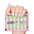 Glamnetic Press On Nails - St. Barths | Semi-Transparent Ombre French Tip Short Almond Nails, Salon Quality | 15 Sizes - 30 Nail Kit