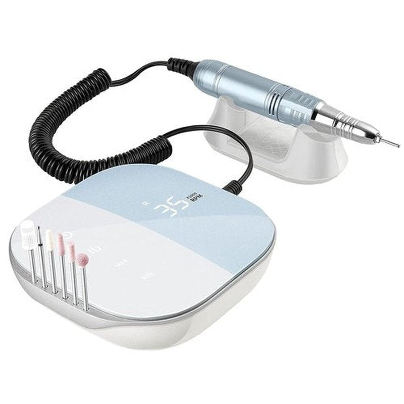 Madenia Professional Nail Drill Machine - 35,000 RPM Electric Efile Kit for Acrylic Nails | Compact Touch Screen Design, Blue