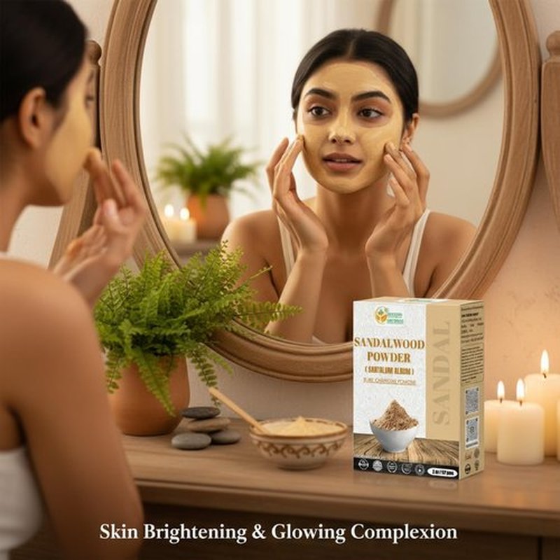 Herbs Botanica Chandan Sandalwood Powder, 100 gm / 3.52 oz, Face Pack & Mask, Tilak, Auspicious Occasions, Natural Cleansing & Soothing Powder.