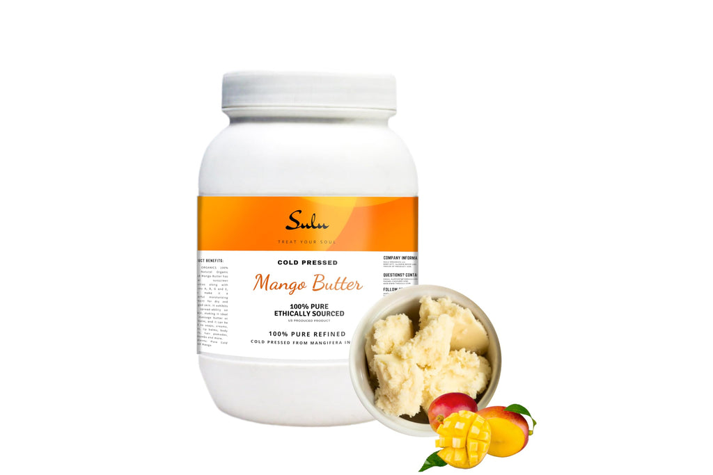 SULU ORGANICS 100% PURE COLD PRESSED REFINED RAW MANGO BUTTER (3 LB)