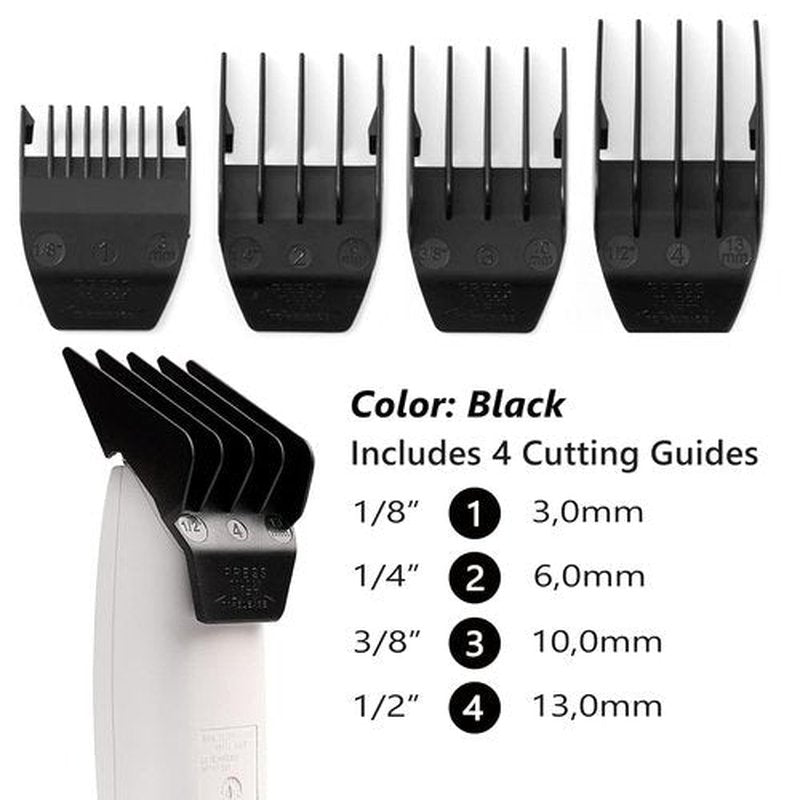 Skiennix Professional Peanut Clipper Guards - 4-Piece Trimmer Cutting Guides Set | Compatible with Wahl Peanut Blade, Black