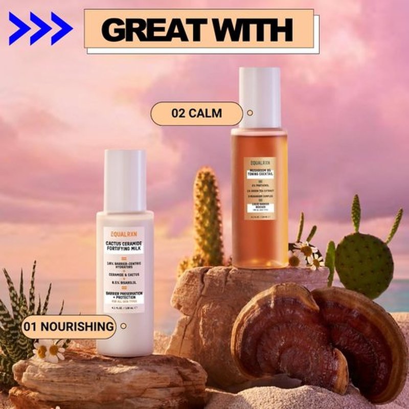 EqualRXN Cactus Ceramide Fortifying Milk - Hydrating Moisturizer with 10% Hydrating Ingredients & 0.5% Bisabolol for Daily Skin Repair & Protection
