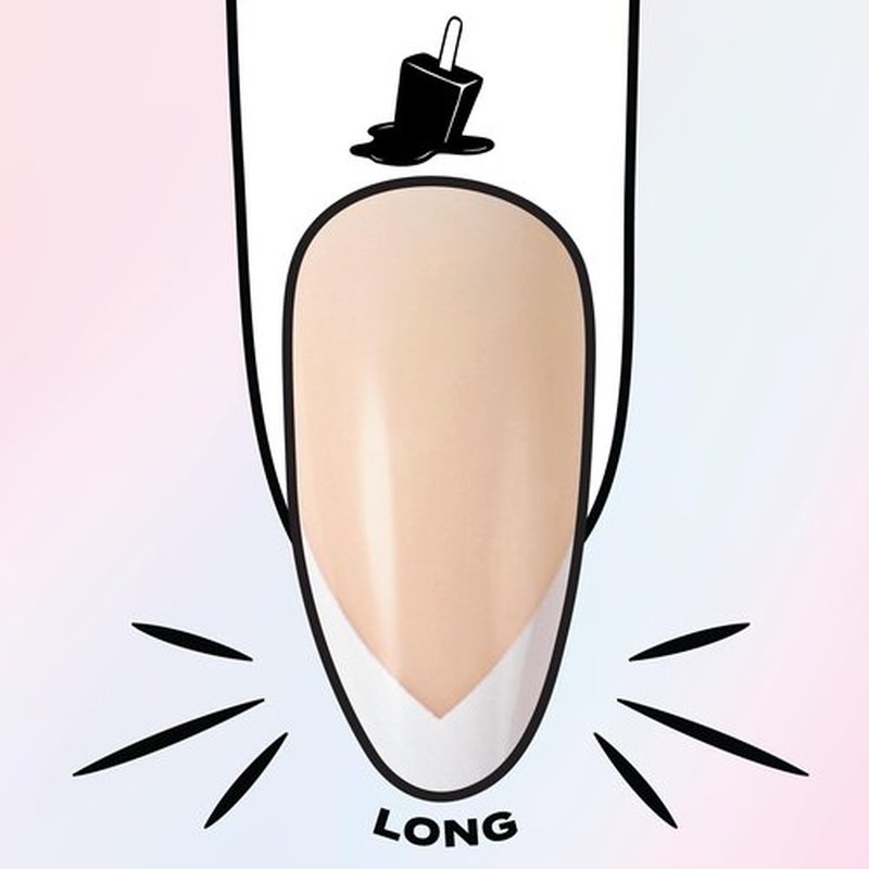 Tapered White French Tip Press-On Nails – Hard Candy Glossy Gel-Shine False Nail Kit with Nail Glue, 30 Pieces, Reusable (White Tip, Almond)