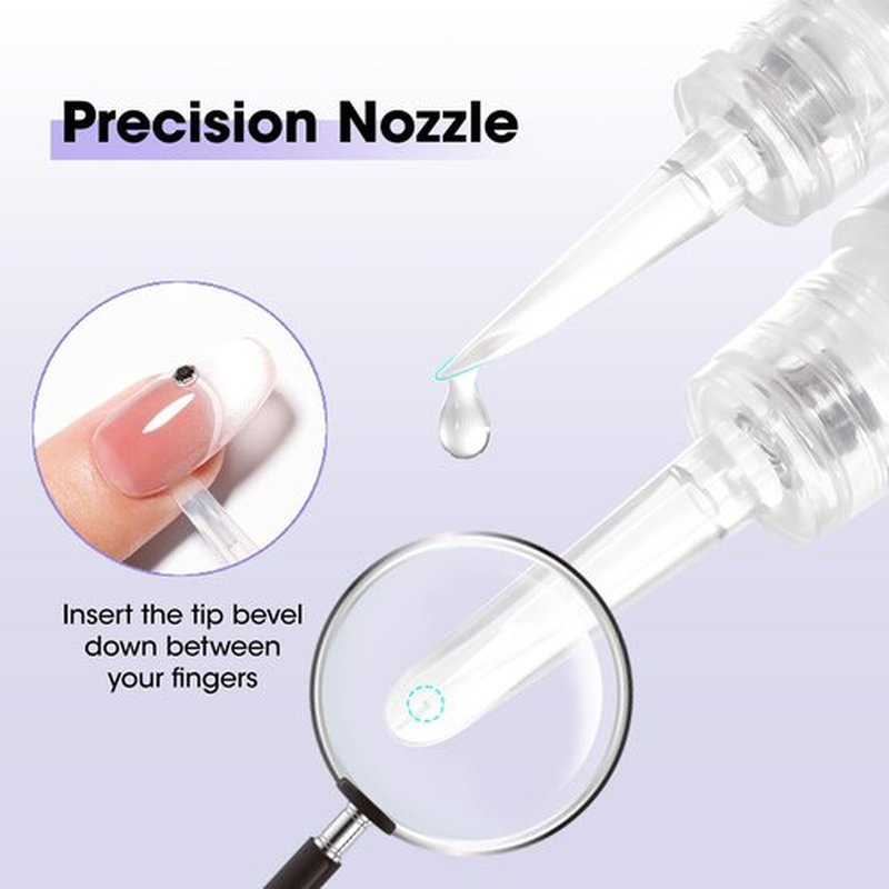 Gellen Nail Glue Remover, 2 Pcs Nail Glue Remover for Press on Nails, Non Acetone Gel Glue Off Remover, 10s Quick Remove for Nail Tips Fake Nails Solid Glue Gel