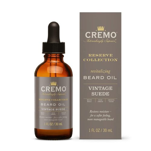 Cremo Beard Oil - Vintage Suede | 1 Fl Oz - Restore Moisture & Soften Beard, Relieve Itch
