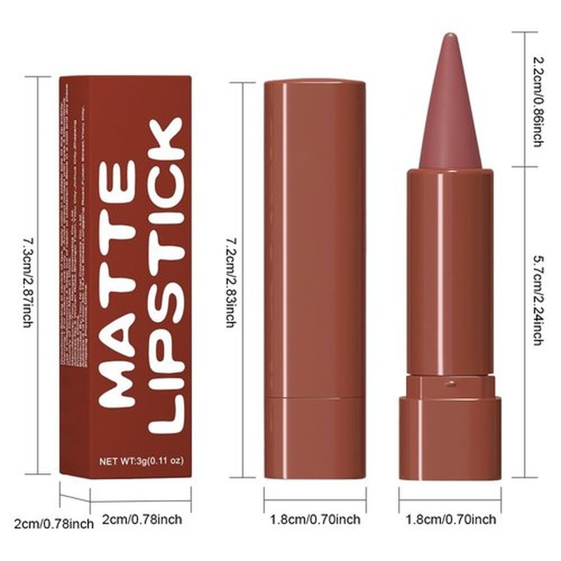 Evpct Matte Lipstick & Lip Liner Combo - 3 Pcs Red Reddish Nude Brown Set | Long-Lasting, Waterproof, Ombre Effect