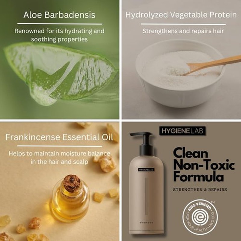 HygieneLab Shampoo - EWG Verified Non-Toxic, Fragrance-Free & Paraben-Free | Gentle Cleanse for All Hair Types (16.9 fl oz)
