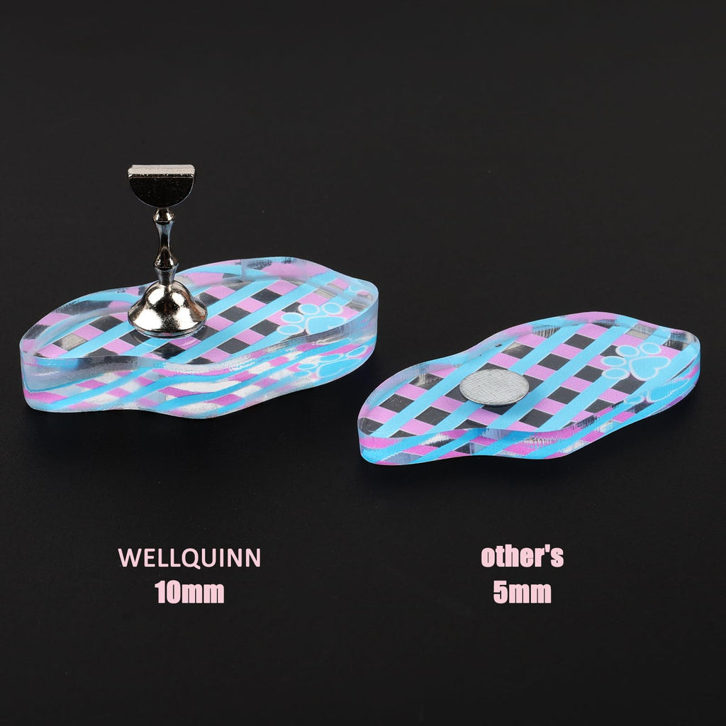 Wellquinn Nail Stand for Press On Nails Display Practice Art Magnetic Fake Nail Holder for Painting Nails Stand for False Nail Designs for Home DIY Beginner Salon Supplies - Checkerboard