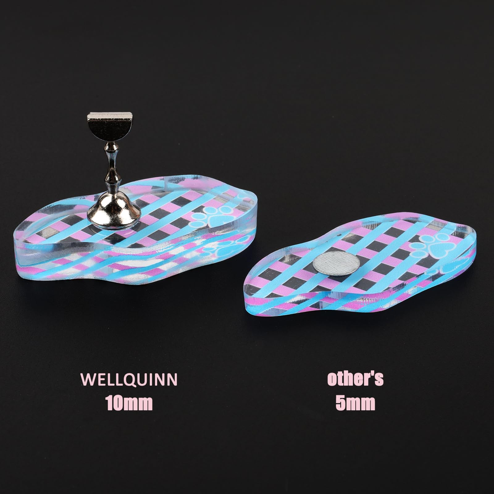 Wellquinn Nail Stand for Press On Nails Display Practice Art Magnetic Fake Nail Holder for Painting Nails Stand for False Nail Designs for Home DIY Beginner Salon Supplies - Checkerboard