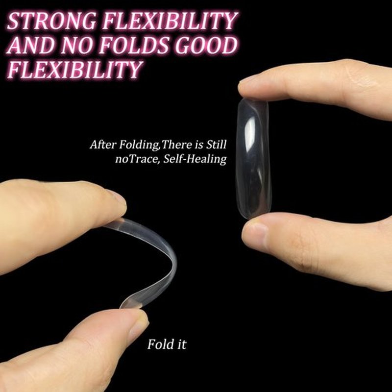 500pcs Long Curved Nail Tips, Curved Square Press on Nails, 10 Different Sizes, Transparent Design, Stylish and Simple, Suitable for Nail Salon Home Diy