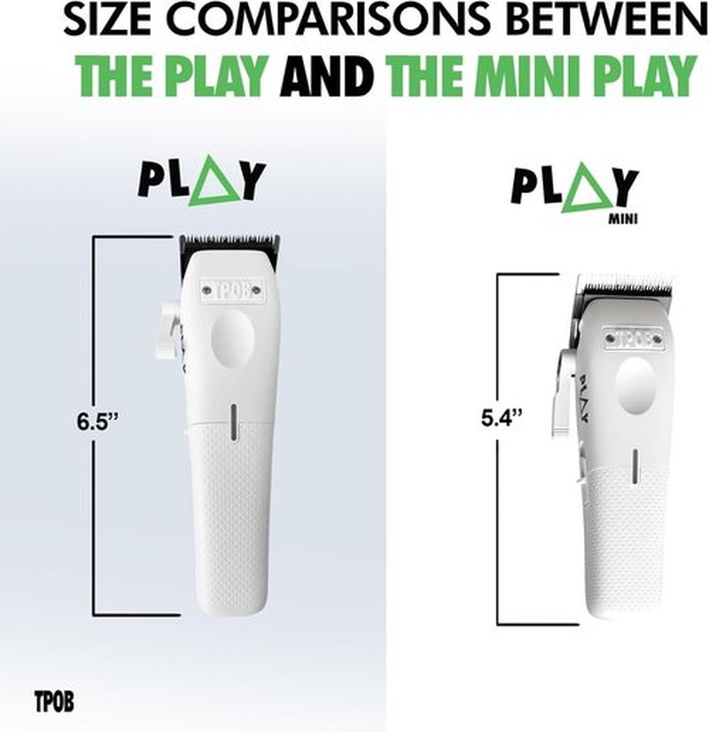 TPOB Mini Play Professional Hair Clippers - Compact Design for Precision Cutting | White Finish