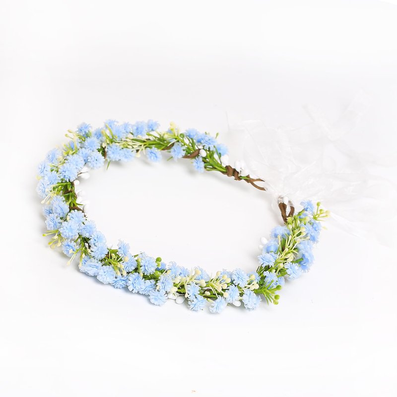 Yili Maizi Floral Crown Women Girls Blue Flower Crown Artificial Floral Headband Headpieces Headband Hair Wreath Accessories Photo Prop