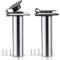Marinebaby 2 Pcs Flush Mounting Fishing Rod Holders, 90 Degree Stainless Steel with Rubber Cap, Liner and Gasket, Screws Included