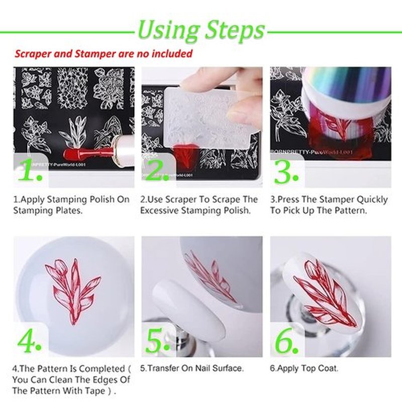 JERCLITY 6pcs Nail Art Stamping Kit Nature Nail Stamping Plates for Nails Butterfly Love Heart Beach Flower Snake Image Plates for Holiday