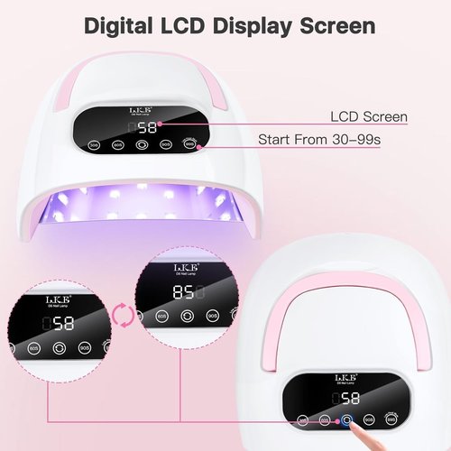LetGoShop UV Nail Lamp, Professional UV Light for Gel Nails with Magnetic Base, Auto Sensor & 4 Timer Settings, 57Pcs Lamp Beads, LCD Touch Screen, 4.92FT Power Cable, Salon & Home Manicure DIY