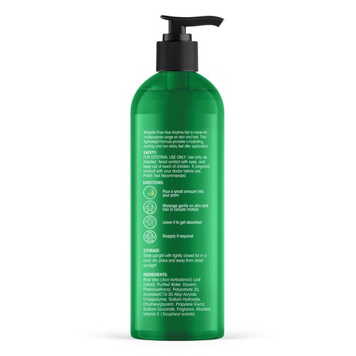 Majestic Pure Aloe Vera Gel for Face and Hair - with vitamin E, Soothes, Moisturizes, & Nourishes Skin & Hair, Soothes Sunburn | 8.5 Fl Oz