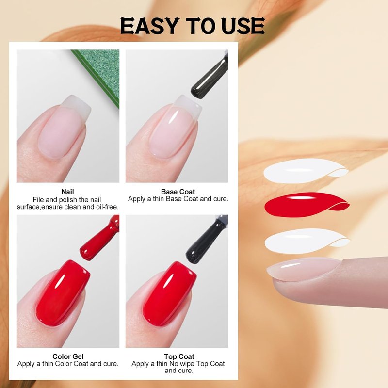 ADHERE No Wipe Top Coat Gel Nail Polish - 15ML Clear Shine Finish for Long-Lasting Home & Salon Use
