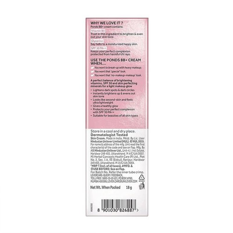 POND'S BB+ Cream - Lightweight Ivory Foundation for Flawless Skin | 18g