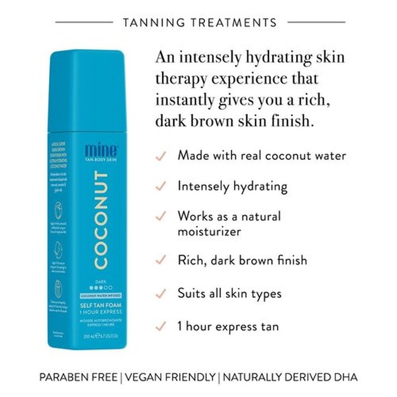 MineTan Coconut Duo Self Tan Bundle - Express 1 Hour Tanning with 2 Coconut Mousses & Accessories