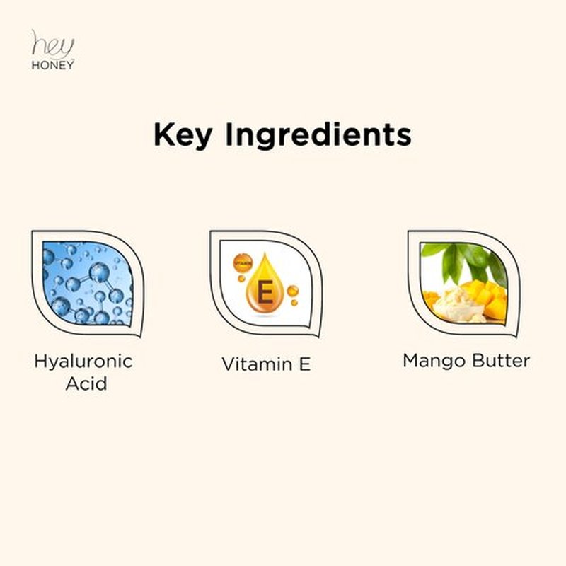 Hey Honey Skin Care Mango & Honey Water-Free Body Lotion - Hyaluronic Acid, Ceramides & Barrier Repair for Hands, Elbows & Dry Sensitive Skin | 24-Hr Hydration, Fruit Enzymes, Cruelty-Free | 6.7 oz