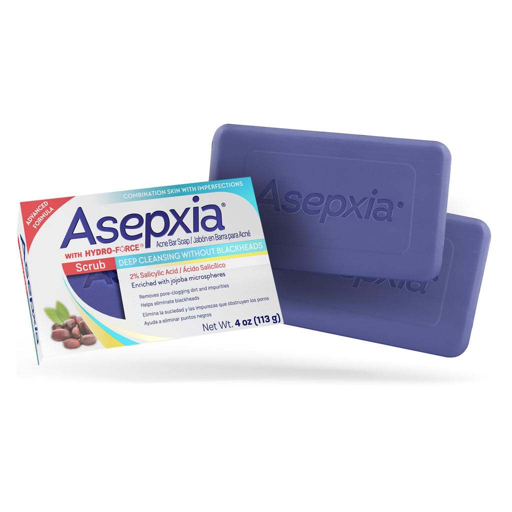 Asepxia Acne Treatment Bar Soap: Removes pore-clogging dirt and impurities, Helps eliminate blackheads, Deep cleansing without blackheads, Salicylic Acid Cleanser, Skin Care, Size 4 Oz, 2-Pack