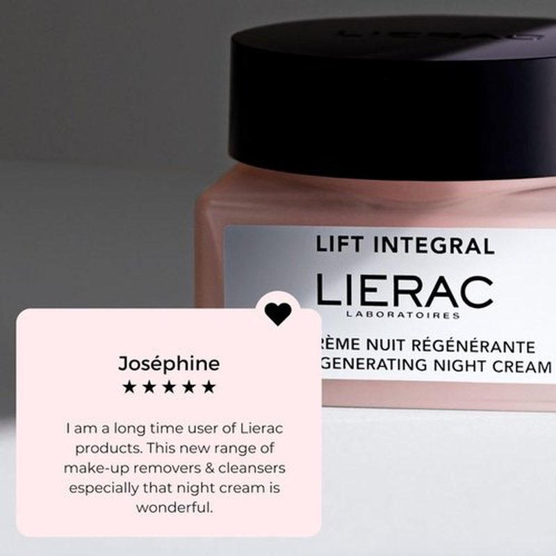 Lierac Lift Integral Night Cream Refill - Firming & Lifting Night Moisturizer with Hyaluronic Acid, Rose RNA & Black Tulip Extract, Suitable for All Skin Types, Including Sensitive - 50ml Refill