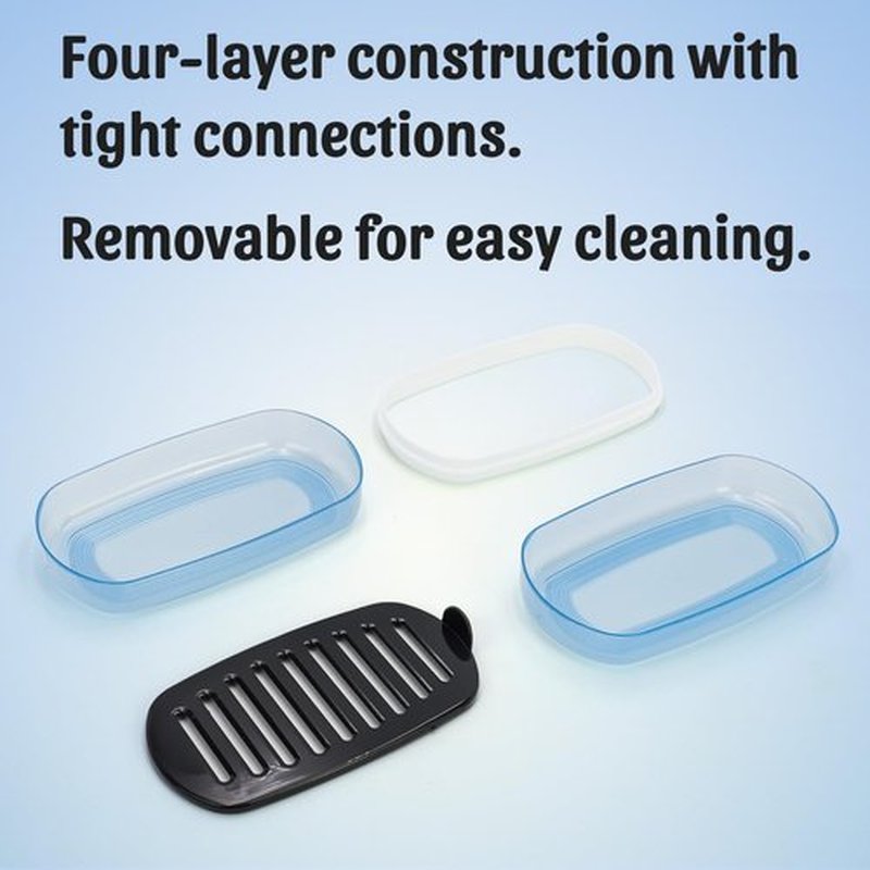 OZNER Clear Travel Soap Case - Leak-Proof Soap Holder with Draining Layer for Shampoo & Conditioner Bars | Blue, 1 Pack