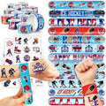 72-Piece Ice Hockey Party Favors Set Temporary Tattoos (48PCS) and Slap Bracelets (24PCS) - Perfect for Themed Birthday Parties, Baby Showers, Classroom Rewards, and Gifts for Kids