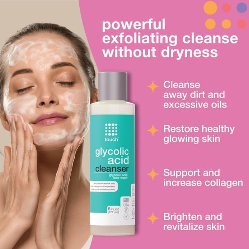 Skiennix 10% Glycolic Acid Face Wash - Exfoliating Foaming AHA Cleanser for Anti-Aging & Pore Minimizing - 6 oz.