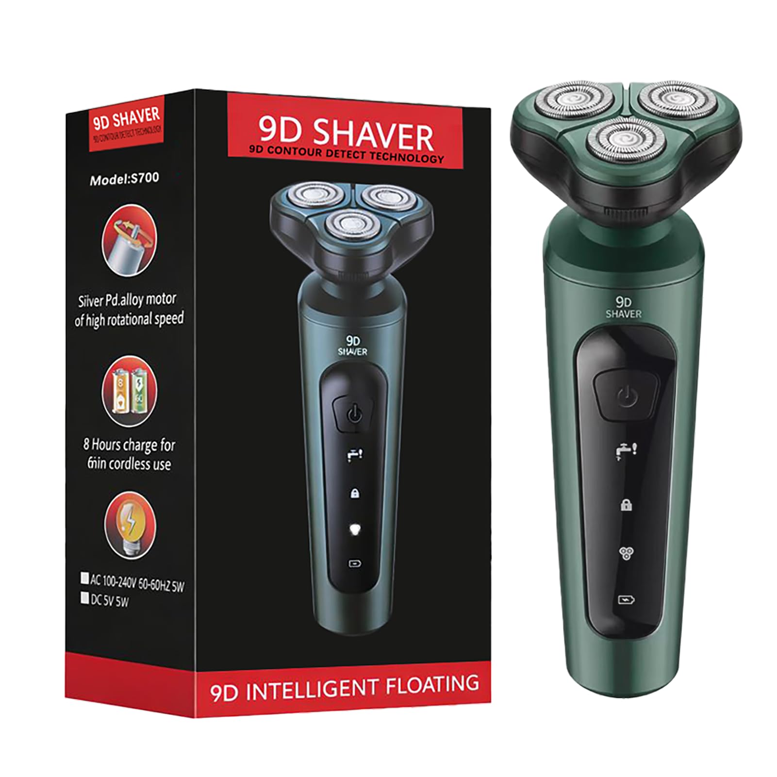 Electric Razor for Men, Rechargeable Rotary Electric Shaver with 3D Floating Heads, Ideal for Travel, Office, and Business Trips (Gray)