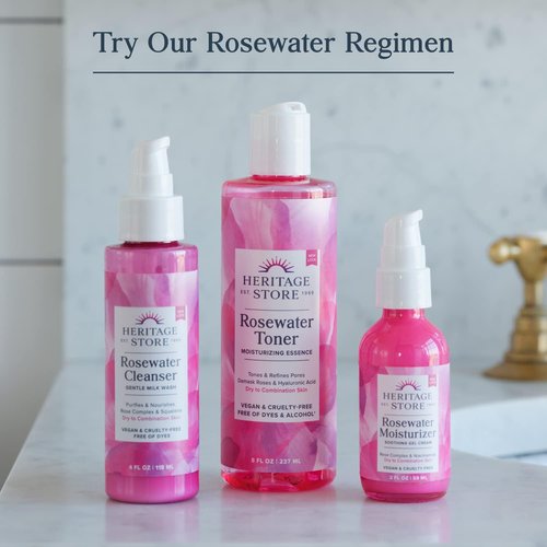 Heritage Store Rosewater & Glycerin Facial Mist - Hydrating Spray for Dry Skin, 12 FL OZ | Alcohol-Free, Hypoallergenic