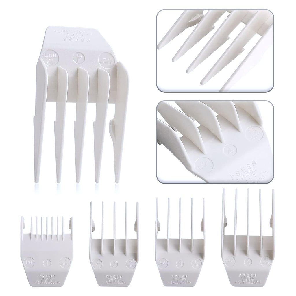 2 Pack Professional Peanut Replacement Blades with 4 Professional Clipper Guards, Precision Ground for Smooth Cutting, Snap-On Design, Compatible with Wahl Peanut Clipper/Trimmer #2068-300, White