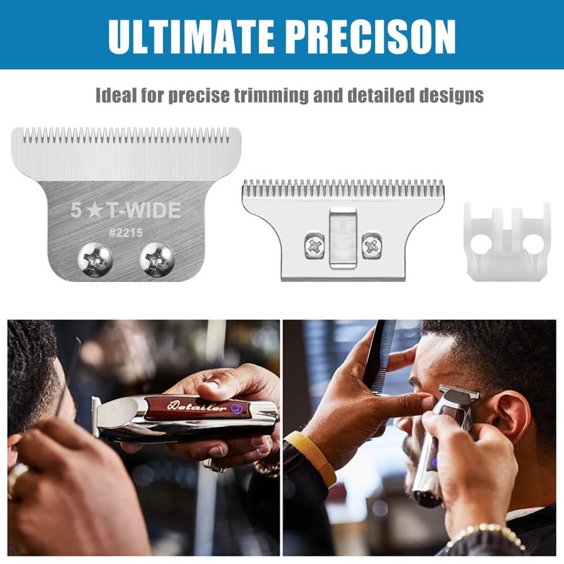 Wahl 5 Star Detailer Li Trimmer Blades - Adjustable Stainless Steel Zero-Gap T Wide Replacement | Silver