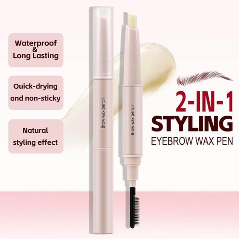 Boobeen Brow Wax - Clear Waterproof Eyebrow Styling Pencil with Slanted Tip for Long-Lasting Hold