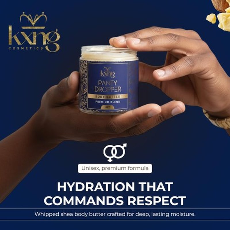 KXNG Cosmetics Organic Shea Body Butter Cream - 4oz | Deep Hydrating Body Butter for All Skin Types with Shea, Cocoa, Mango & Coconut Oil