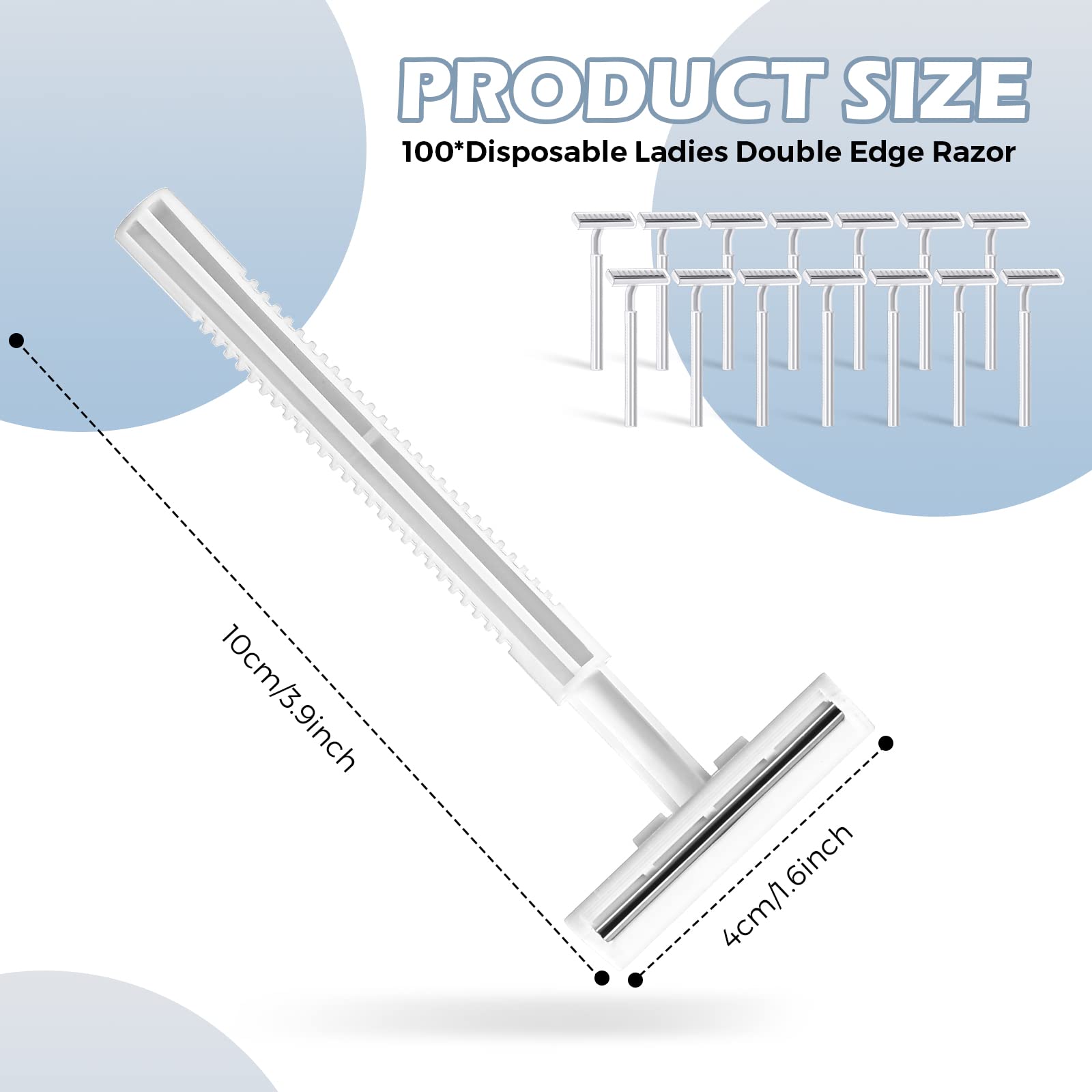 100 Pieces Disposable Razors Bulk for Women Individually Wrapped Twin Blades Shaving Razor Women Razors for Shaving Safety Hotel Guest House Travel Home Use Portable, White