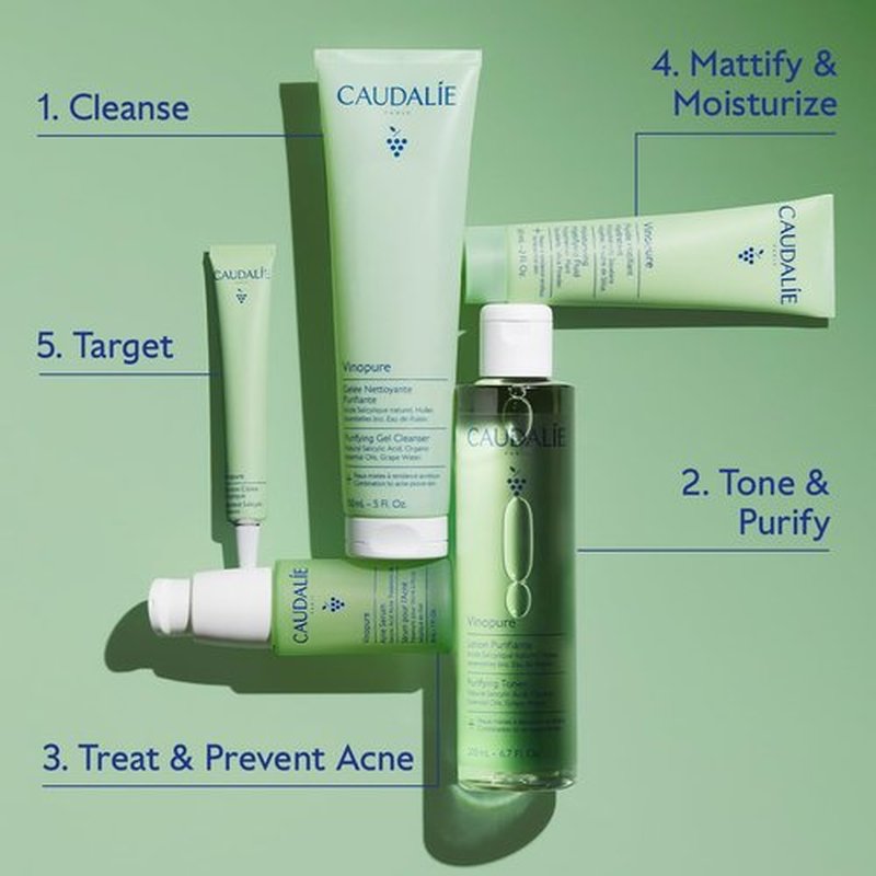Caudalie Vinopure Acne Treatment - Salicylic Acid Serum for Blemish Control | 30 mL