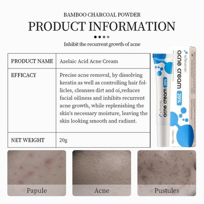 Azelaic Acid Acne Treatment Cream - 20% Glycolic Acid & Hyaluronic Acid, Oil Control, 20g