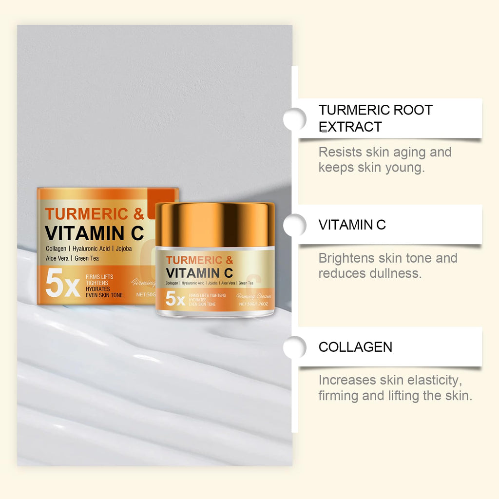 LISAELIXIR Vitamin C Firming Cream – Anti-Aging Moisturizer for Face & Body, Lightweight Hydrating Brightening Cream for All Skin Types, Daily Use, Non-Greasy