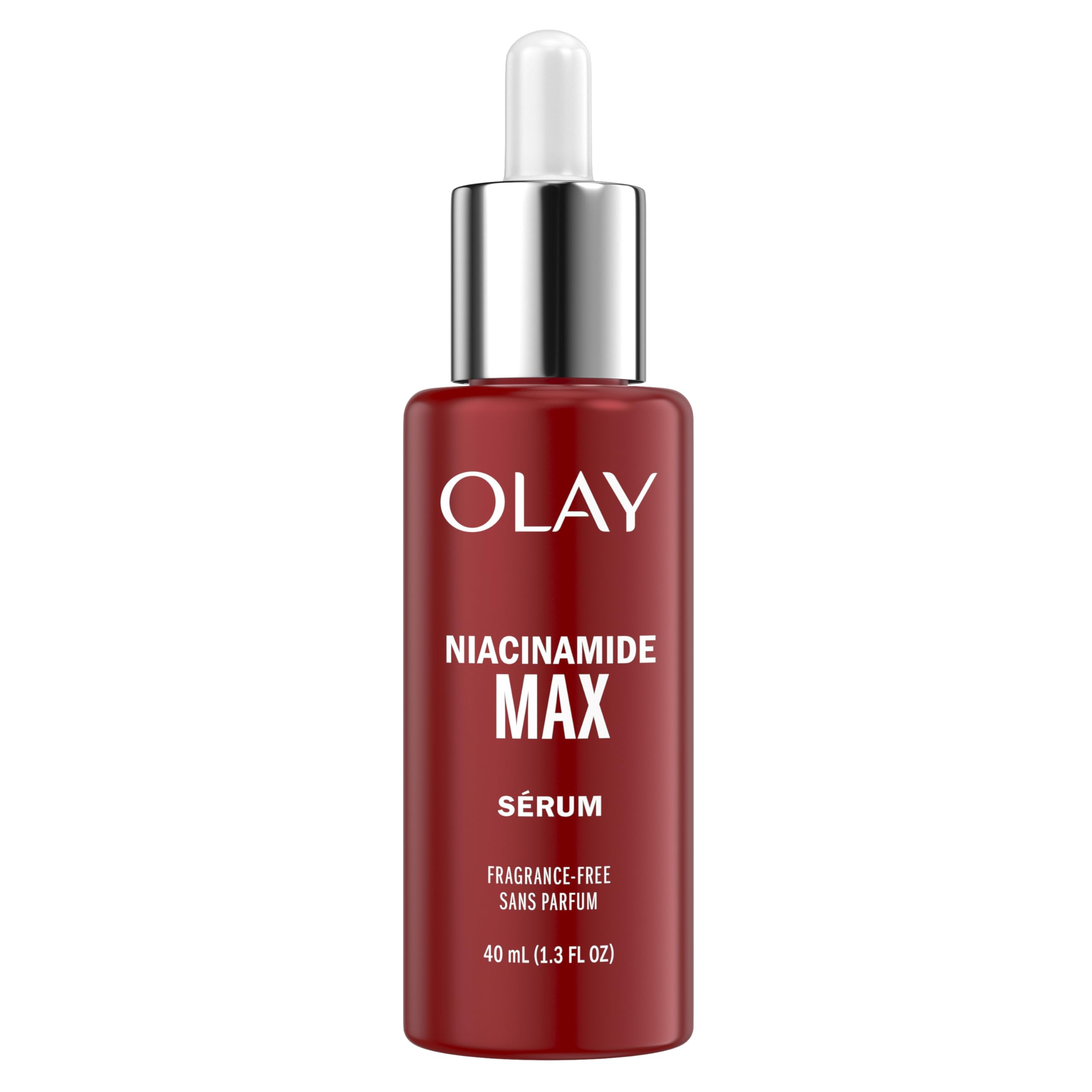 Olay Niacinamide MAX Wrinkle Reducing Serum for Women, 2x Peptides, Anti-Aging Ingredients for Smooth Skin, Made Without Parabens, Phthalates, Mineral Oil, or Synthetic Dyes, Fragrance-Free, 1.3oz