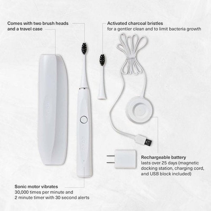 Boka Electric Toothbrush - Rechargeable Sonic Power for Deep Cleaning - 2 Heads & Charging Base