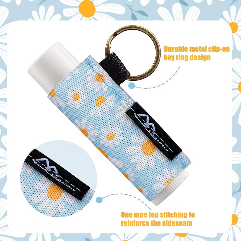 WK IEASON Lip Balm Holder Keychain - 3PCS Clip-On Lip Gloss Holders for Chapstick & Burt's Bees | Cute Elastic Design