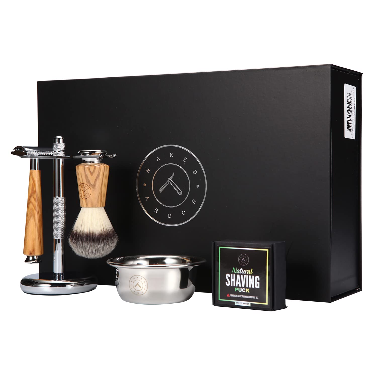 Complete Safety Razor Kit - Includes Olive Wood Safety Razor, Closed Comb Double Edge Razor, Safety Razor Stand, Olive Wood Shaving Brush, Organic Soap, Shaving Bowl, Shaving Kit For Men, Great Gift