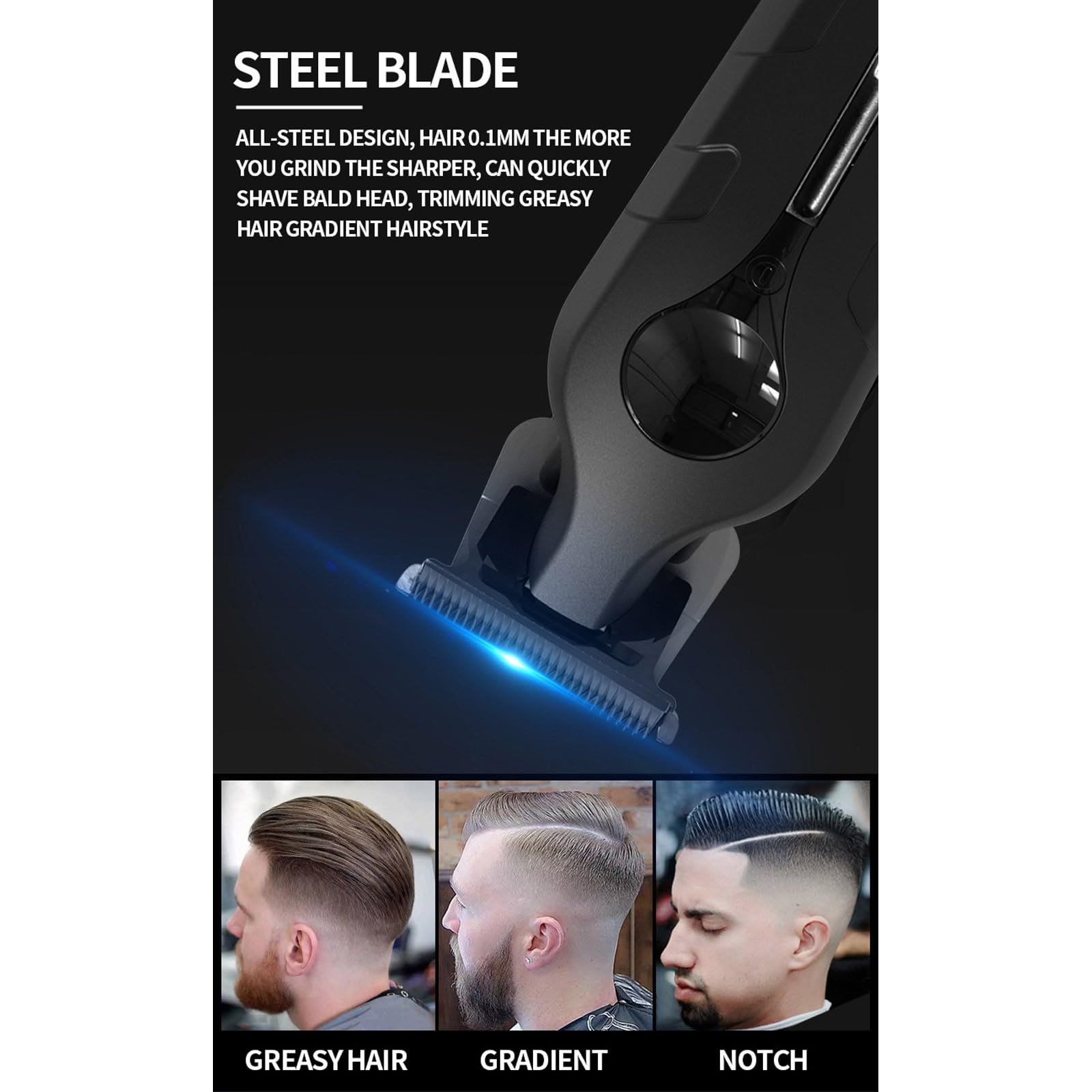 Blackout Trimmer Plus Zero Gap, Barbers Tonic Blackout Trimmer Premium Zero-Gapped, Cordless Rechargeable Zero-Gapped Safety Razor Hair Clipper for Men, Instantly Do Crispy Line Ups (Set A)