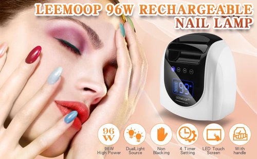 Rechargeable UV LED Nail Lamp, 96W Cordless UV Light for Nails with Handle, Professional Curing Lamp for Gel Nails with 42 Beads, 4 Timer Setting Nail Light and LED Touch Screen Gel Polish Nail Dryer